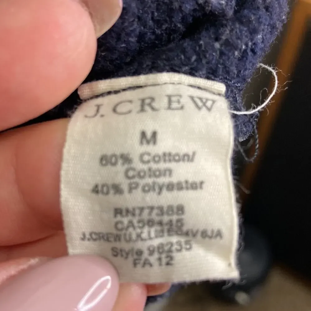 J.Crew Men Navy Outerwear Fleece Cotton Blend Shawl Collar Sweater Size M